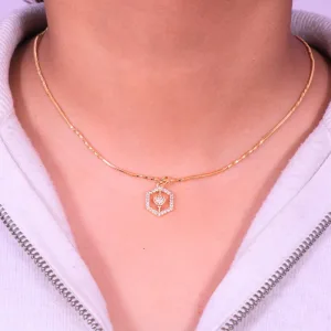Gleamming Hexa Heart Charm Micro Gold Chain