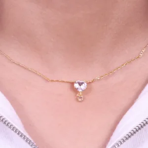 Gleamming Crystal Heart Drop Chain
