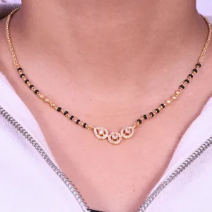 Gleamming Triple Charm Micro Gold Mangalsutra